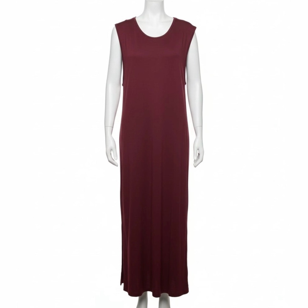 H&M Column Maxi Dress Sz Medium Burgundy Wine Summer Vacation Casual Minimalist